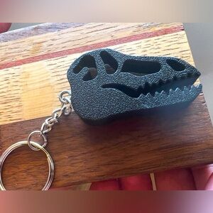 3-D Printed T-Rex Black Keychain NEW